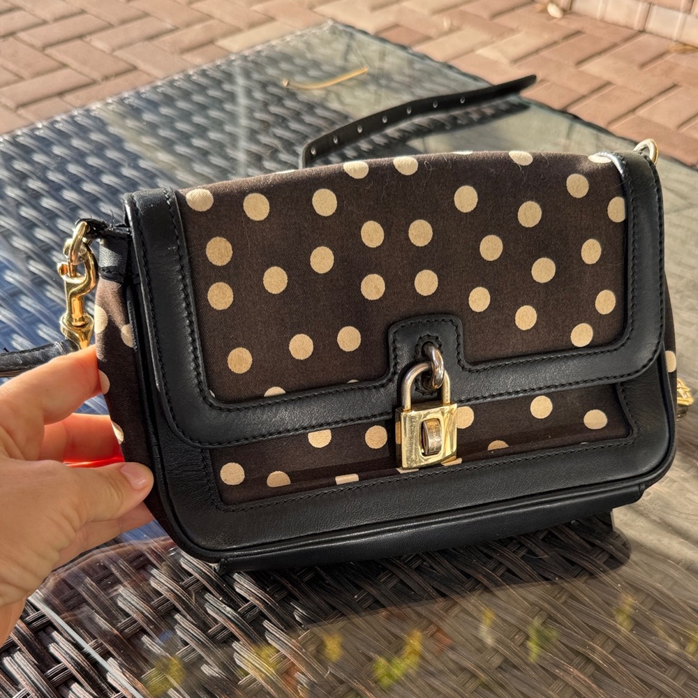 Dolce & Gabbana Black and Cream Polka Dot Crossbody Bag